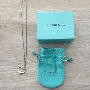 Tiffany & Co. Peretti Open Heart Silver Pendant Necklace
